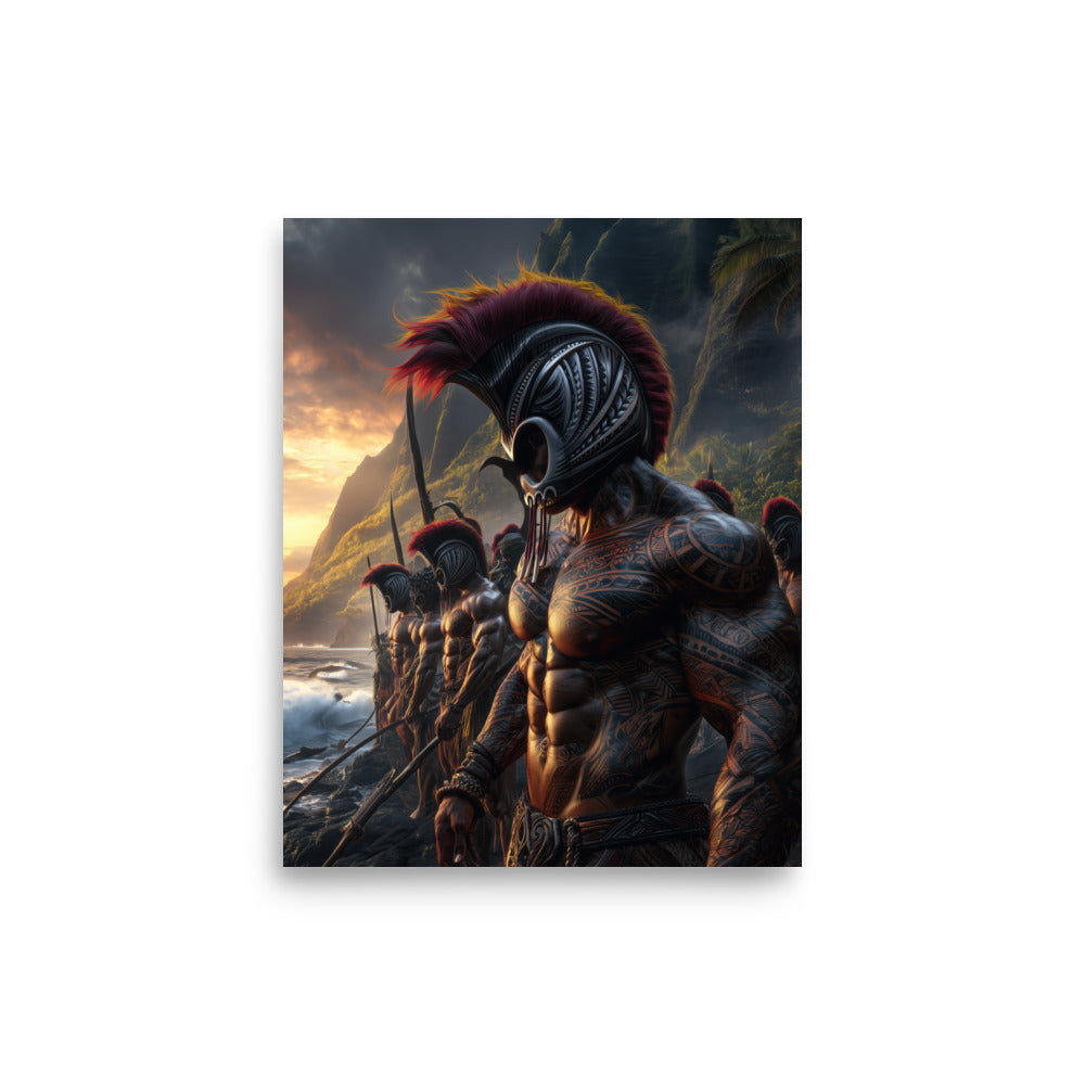 Hawaiian Warriors Koa Ikaika — Hawaiian poster, digital oil painting wall art