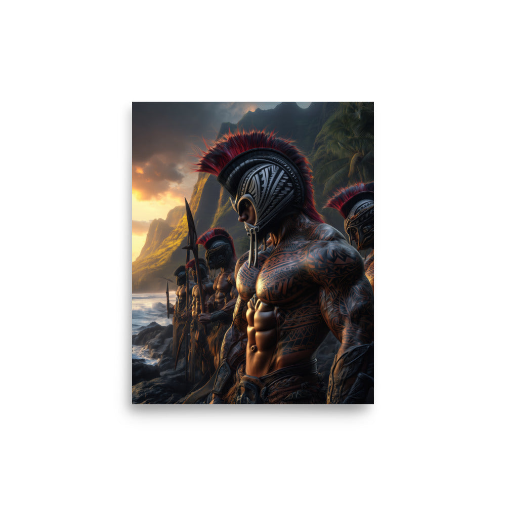 Hawaiian Warriors Koa Ikaika — Hawaiian poster, digital oil painting wall art