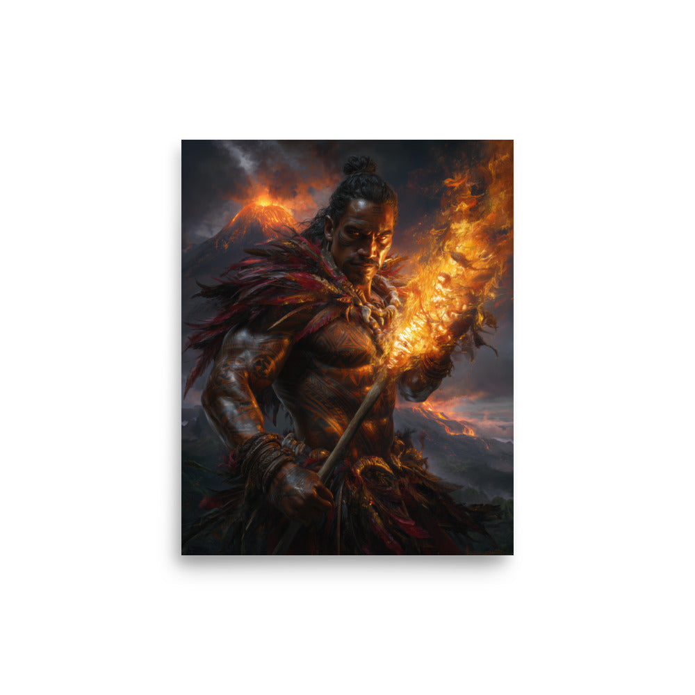 Kū Hawaiian War God — Hawaiian poster, digital oil painting wall art