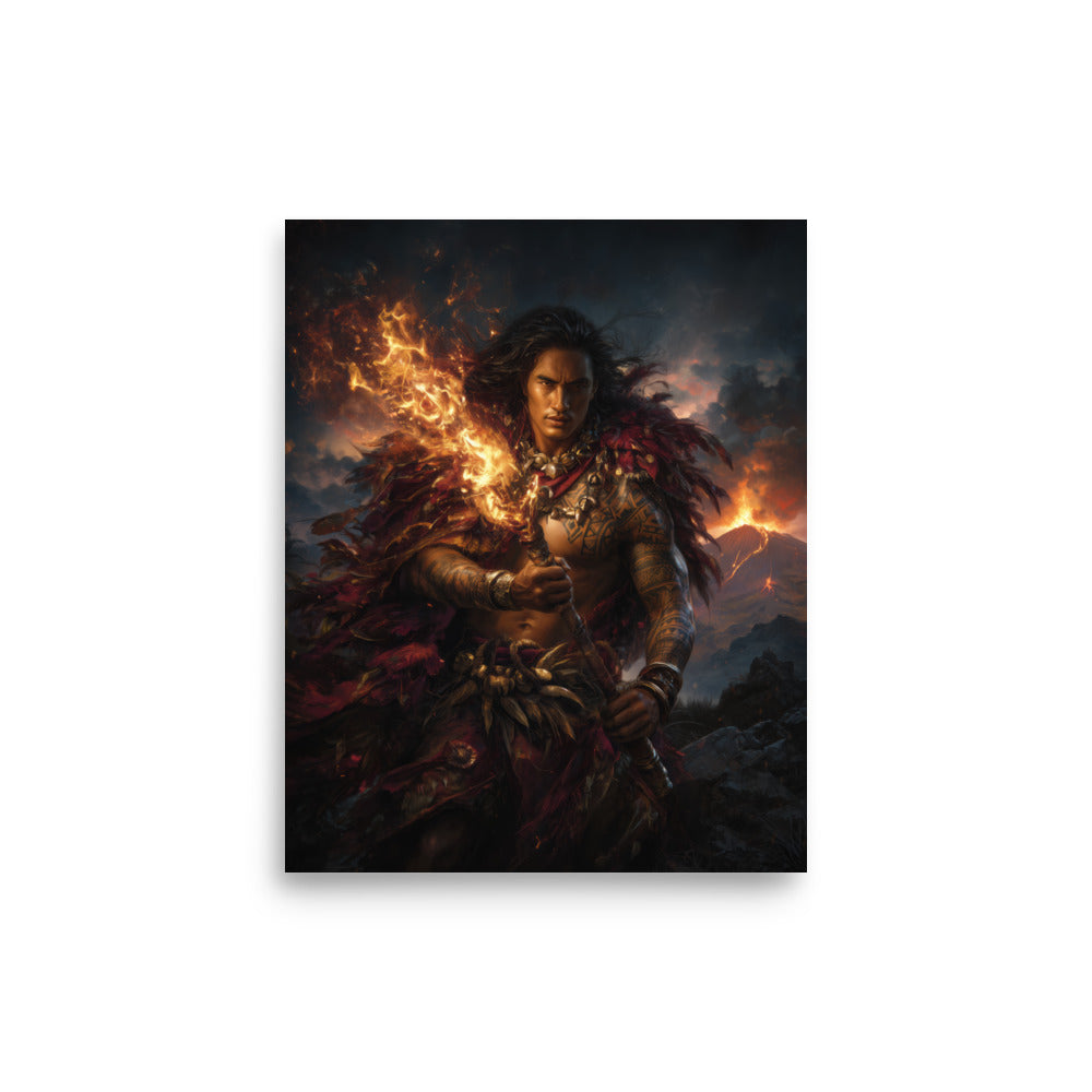 Kū Hawaiian War God — Hawaiian poster, digital oil painting wall art