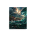 Lahaina Harbor Sunset — Hawaiian poster, digital oil painting wall art