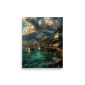 Lahaina Harbor Sunset — Hawaiian poster, digital oil painting wall art