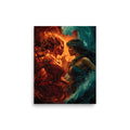 Pele vs Nāmaka Hawaiian Mythology Battle — Hawaiian poster, digital oil painting wall art