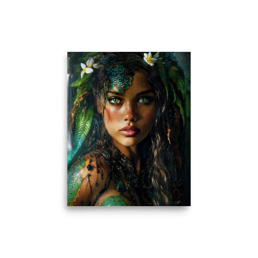 Moʻo Wahine Hawaiian Water Guardian — Hawaiian poster, digital oil painting wall art