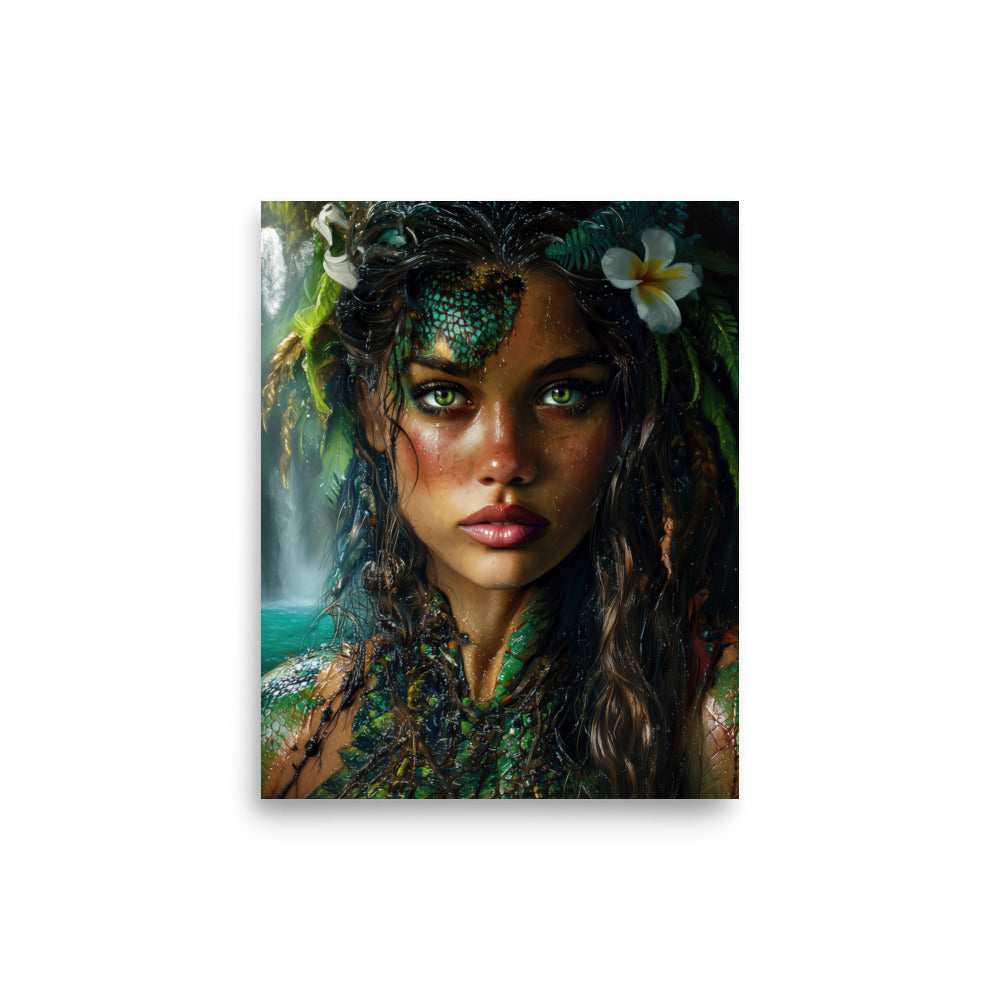 Moʻo Wahine Hawaiian Water Guardian — Hawaiian poster, digital oil painting wall art