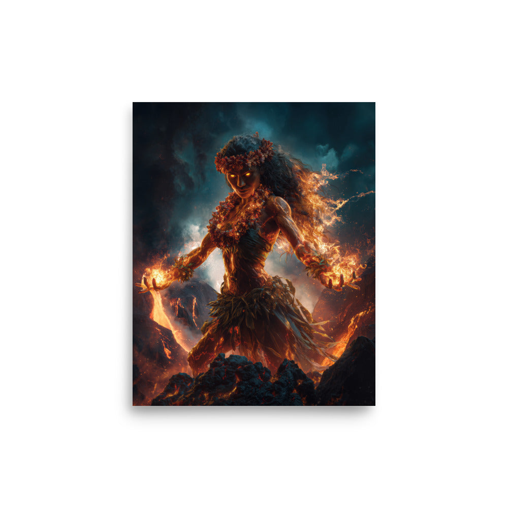 Pele Hawaiian Volcano Goddess — Hawaiian poster, digital oil painting wall art