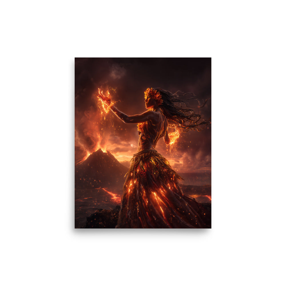 Pele Hawaiian Volcano Goddess — Hawaiian poster, digital oil painting wall art