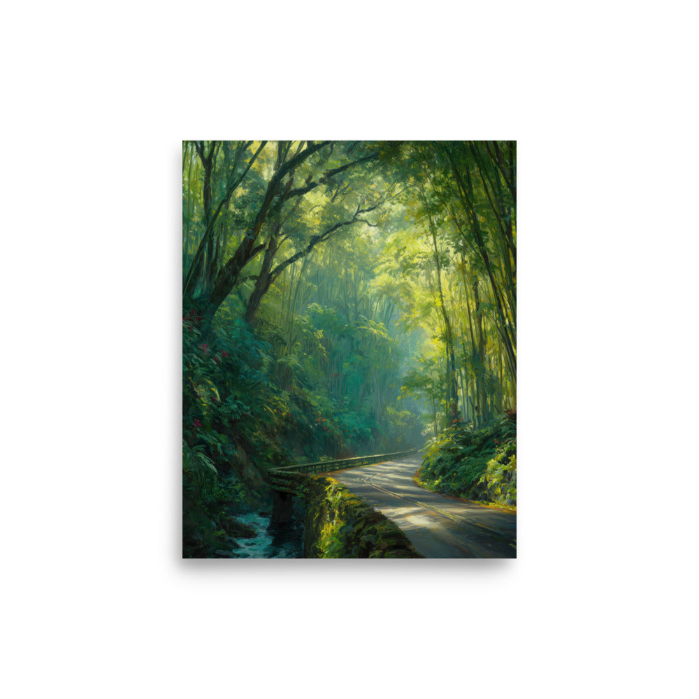 Road to Hāna Maui — Hawaiian poster, digital oil painting wall art