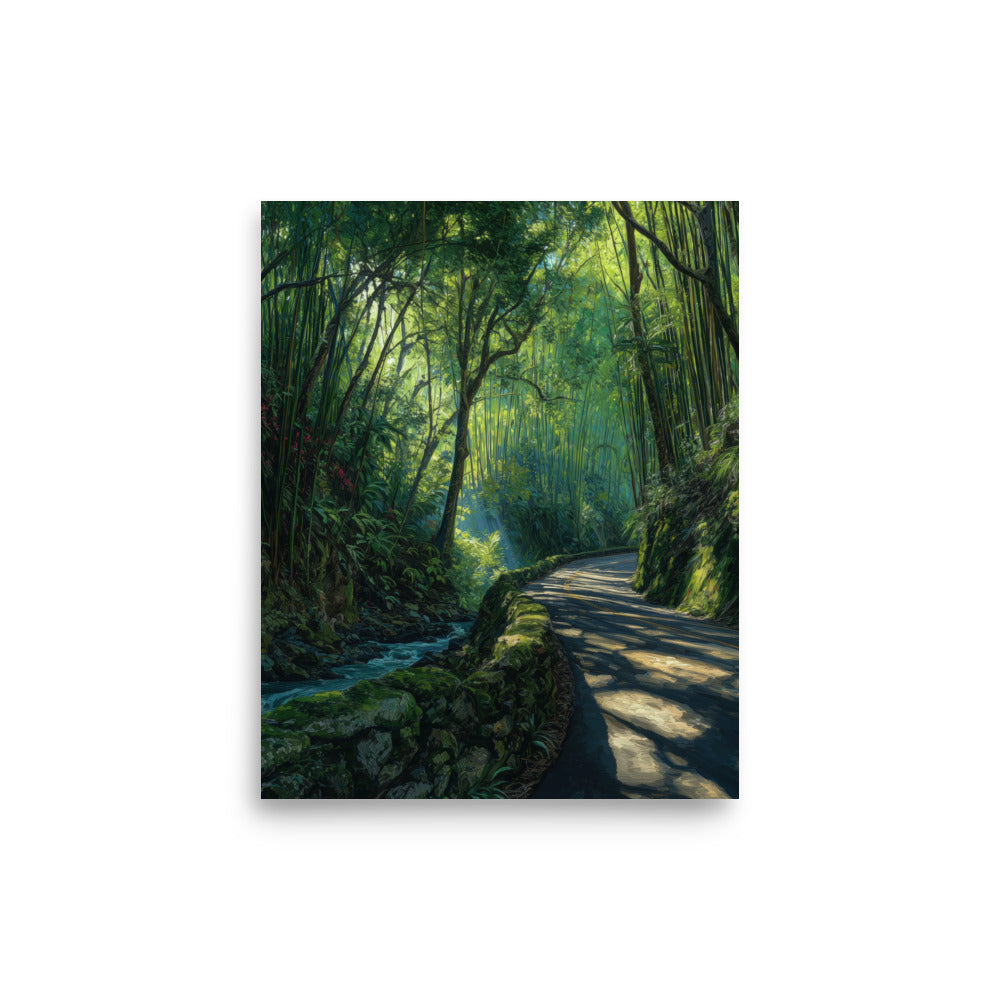 Road to Hāna Maui — Hawaiian poster, digital oil painting wall art