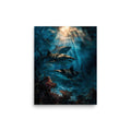 Hawaiian Tiger Shark Niuhi — Hawaiian poster, digital oil painting wall art