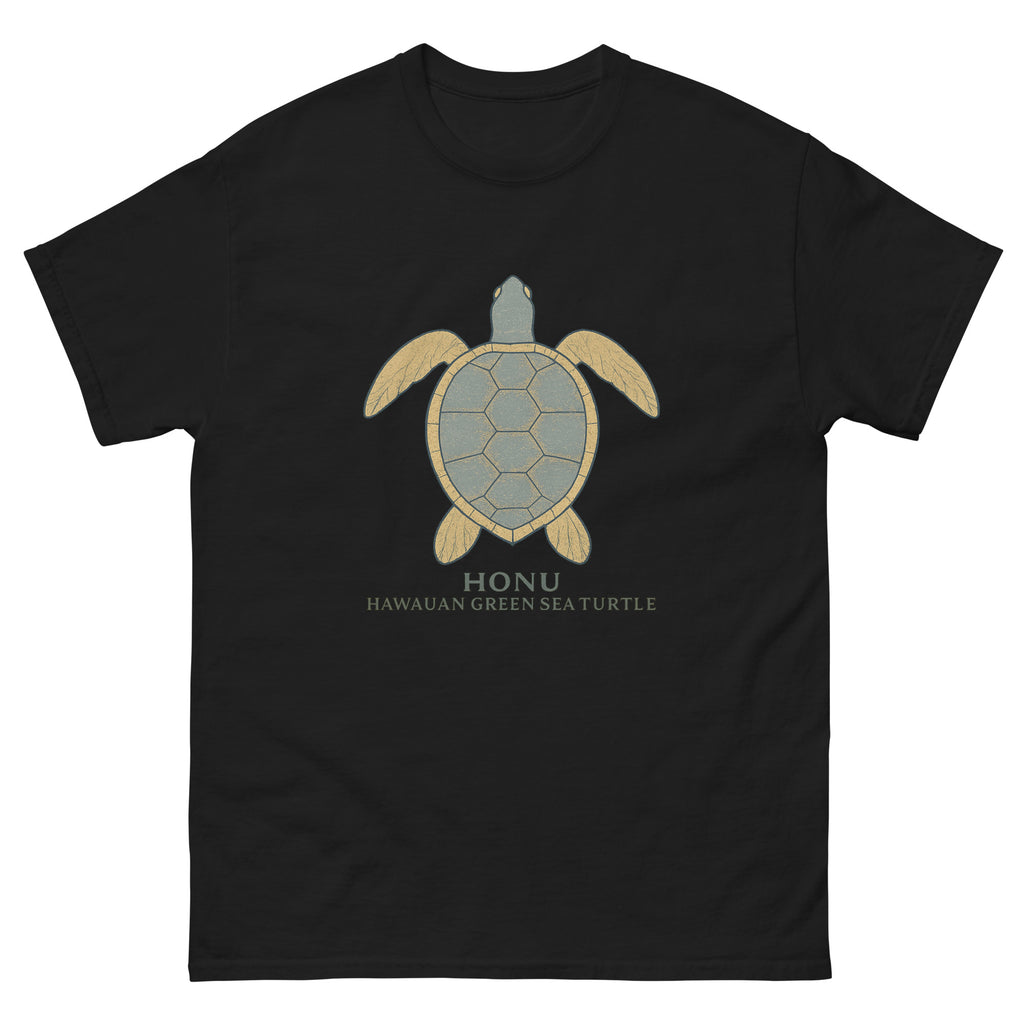 Honu Hawaiian t-shirt design on a Black unisex tee
