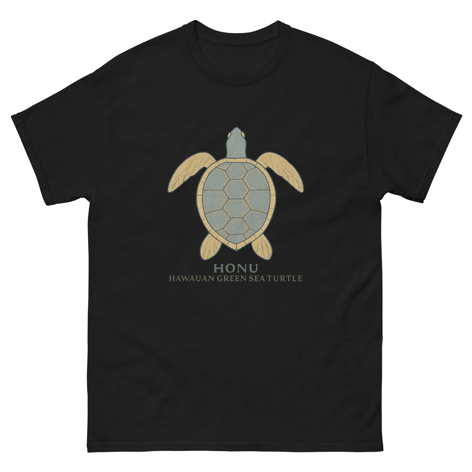Honu Hawaiian t-shirt design on a Black unisex tee