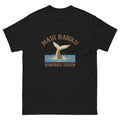 Whale Tail Hawaiian t-shirt design on a Black unisex tee