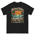 Aloha Kihei Sunsets Hawaiian t-shirt design on a Black unisex tee