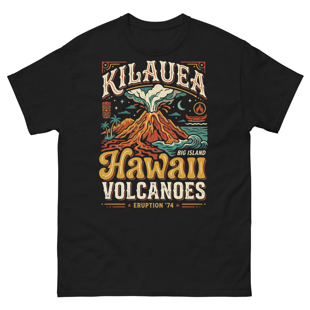 Kilauea Hawaii Volcanoes Eruption 74 Hawaiian t-shirt design on a Black unisex tee