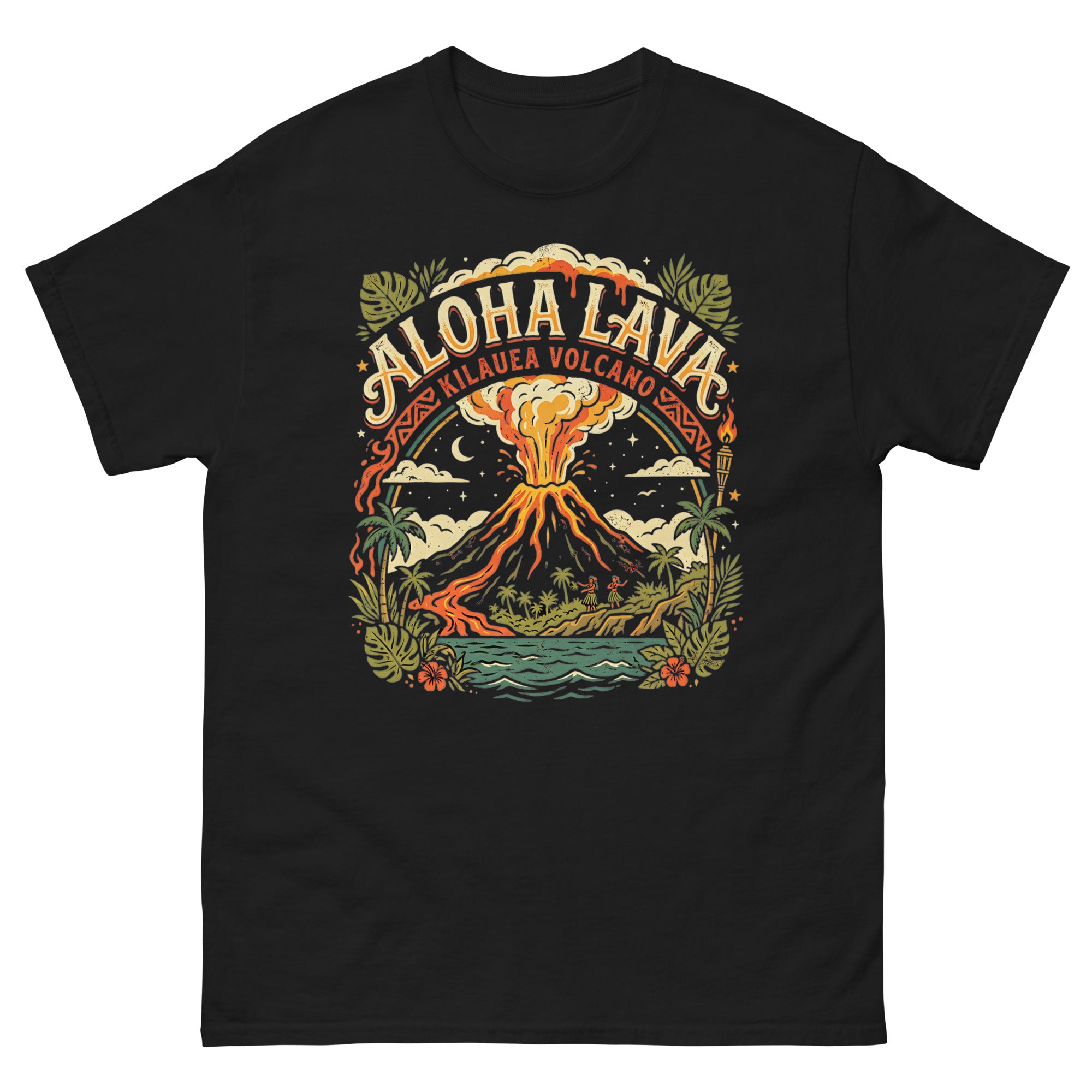 Aloha Kilauea Hawaiian t-shirt design on a Black unisex tee