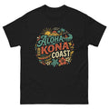 Aloha Kona Coast Hawaiian t-shirt design on a Black unisex tee