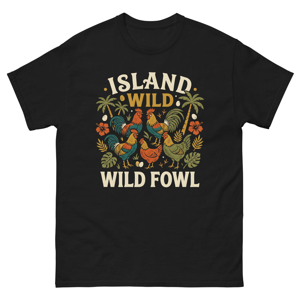 Chicken Island Aloha Kauai v4 Hawaiian t-shirt design on a Black unisex tee