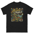 Aloha Trails v1 Hawaiian t-shirt design on a Black unisex tee