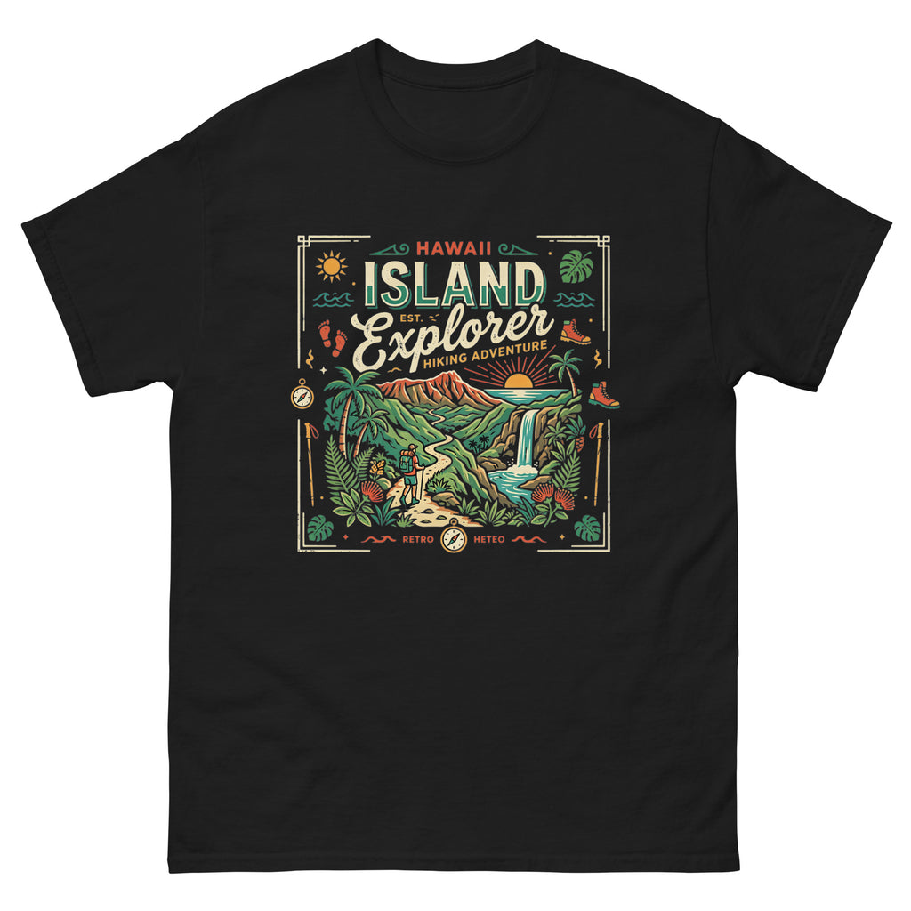 Aloha Trails v4 Hawaiian t-shirt design on a Black unisex tee