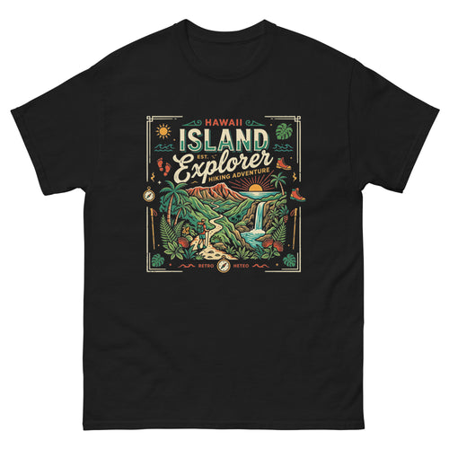 Aloha Trails v4 Hawaiian t-shirt design on a Black unisex tee