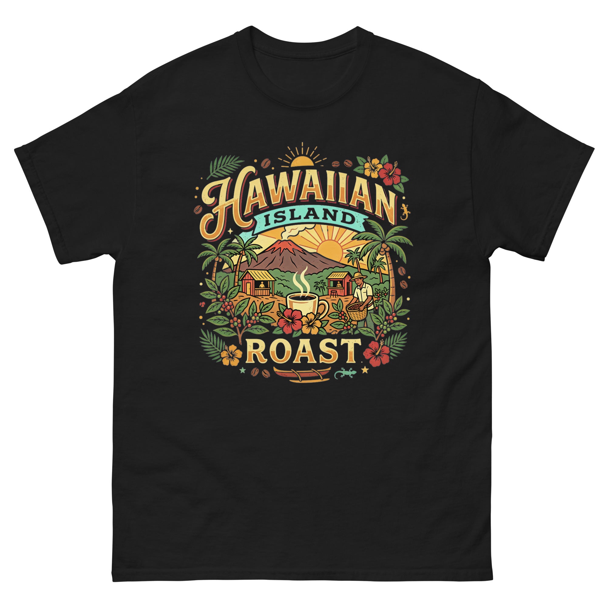Hawaiian Island Roast Hawaiian t-shirt design on a Black unisex tee