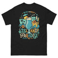 Blue Hawaii Island Paradise v1 Hawaiian t-shirt design on a Black unisex tee