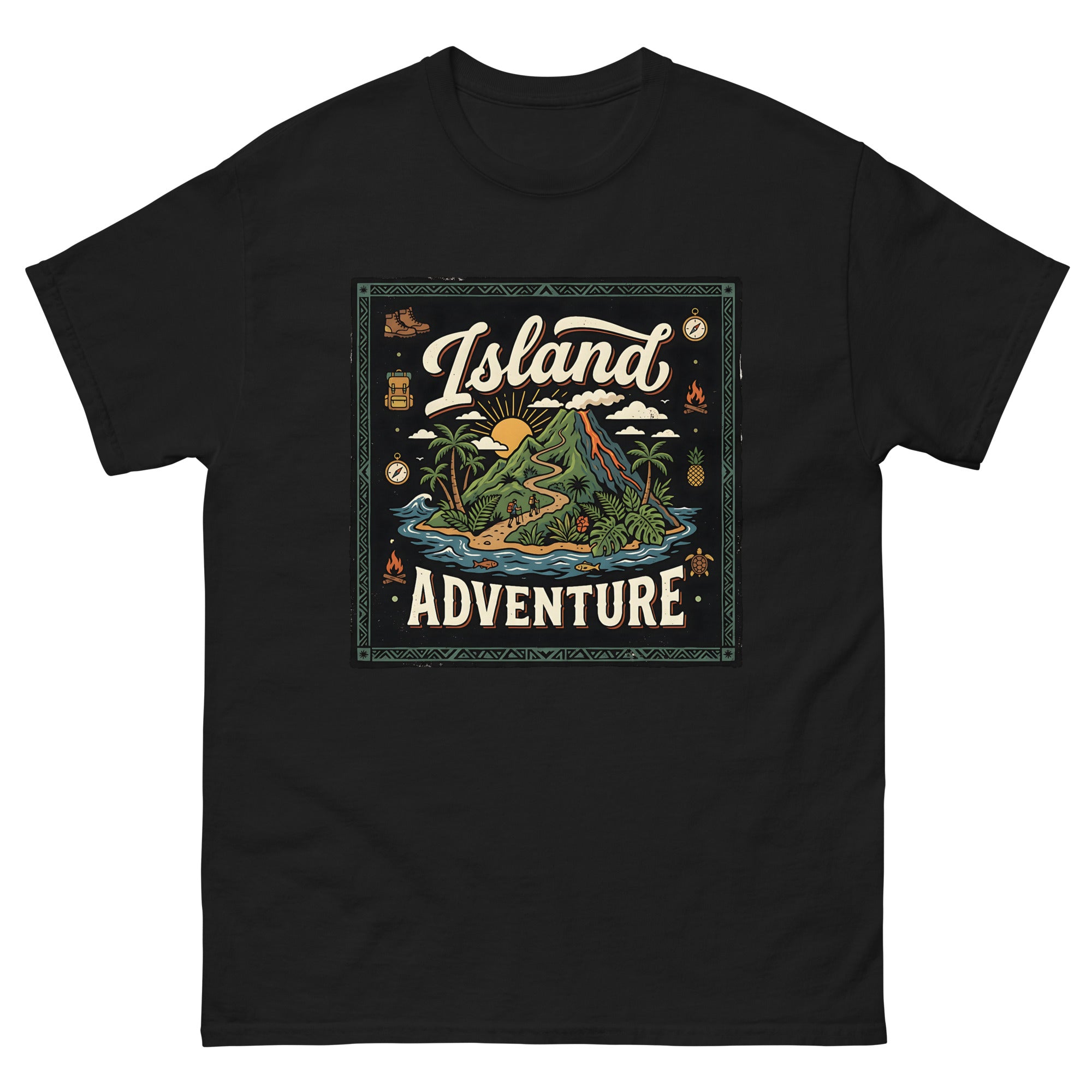 Aloha Trails Hawaiian t-shirt design on a Black unisex tee