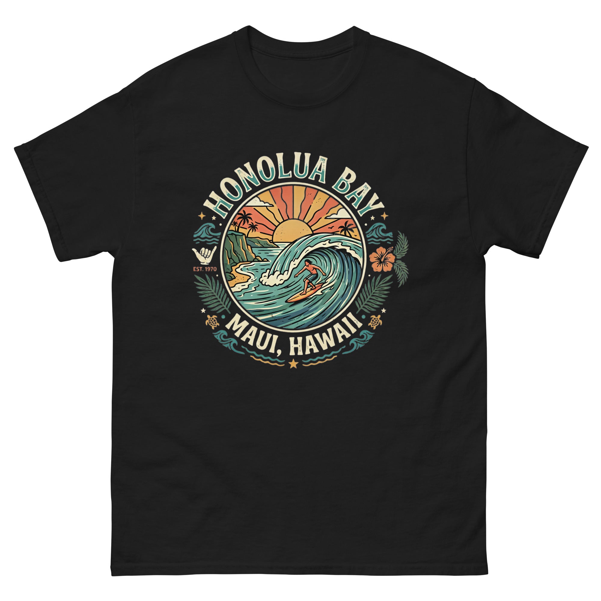 Honolua Bay Maui Hawaii Hawaiian t-shirt design on a Black unisex tee