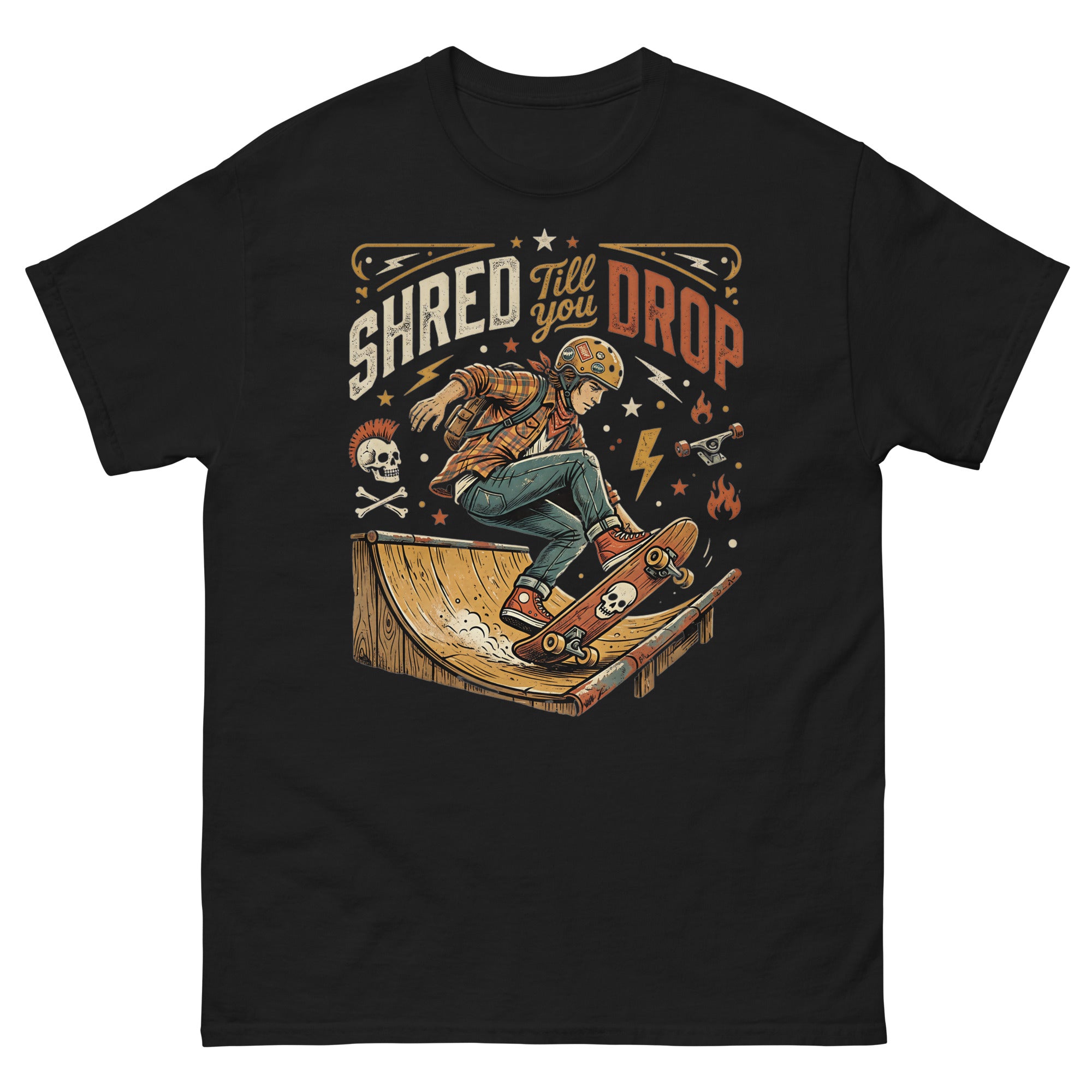 Skate for Life v3 Hawaiian t-shirt design on a Black unisex tee