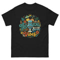 Blue Hawaii Island Paradise v4 Hawaiian t-shirt design on a Black unisex tee