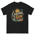 Chasing the Sun v1 Hawaiian t-shirt design on a Black unisex tee