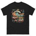 Mauis Big Jaws Hawaiian t-shirt design on a Black unisex tee