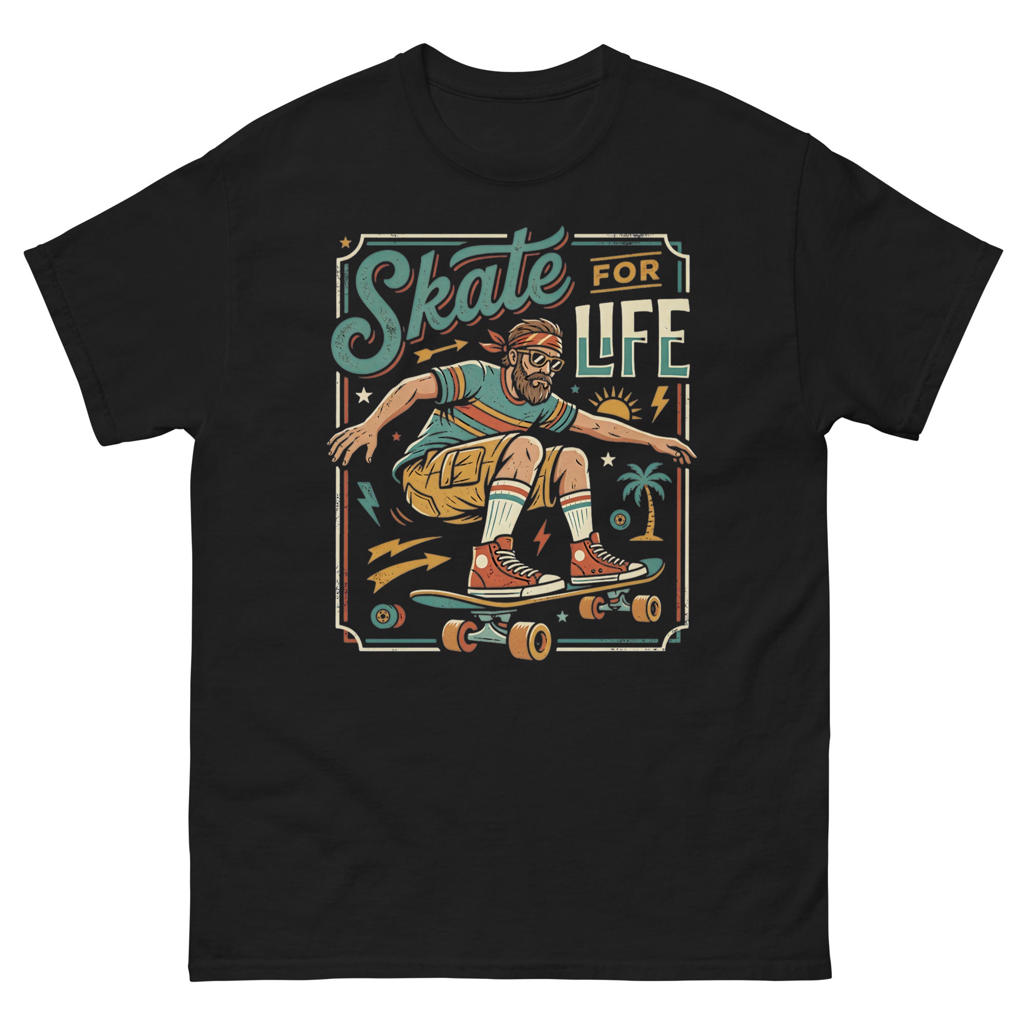 Skate for Life Hawaiian t-shirt design on a Black unisex tee