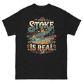 Stoke Is Real v3 Hawaiian t-shirt design on a Black unisex tee
