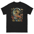 Ride the Wave Hawaiian t-shirt design on a Black unisex tee