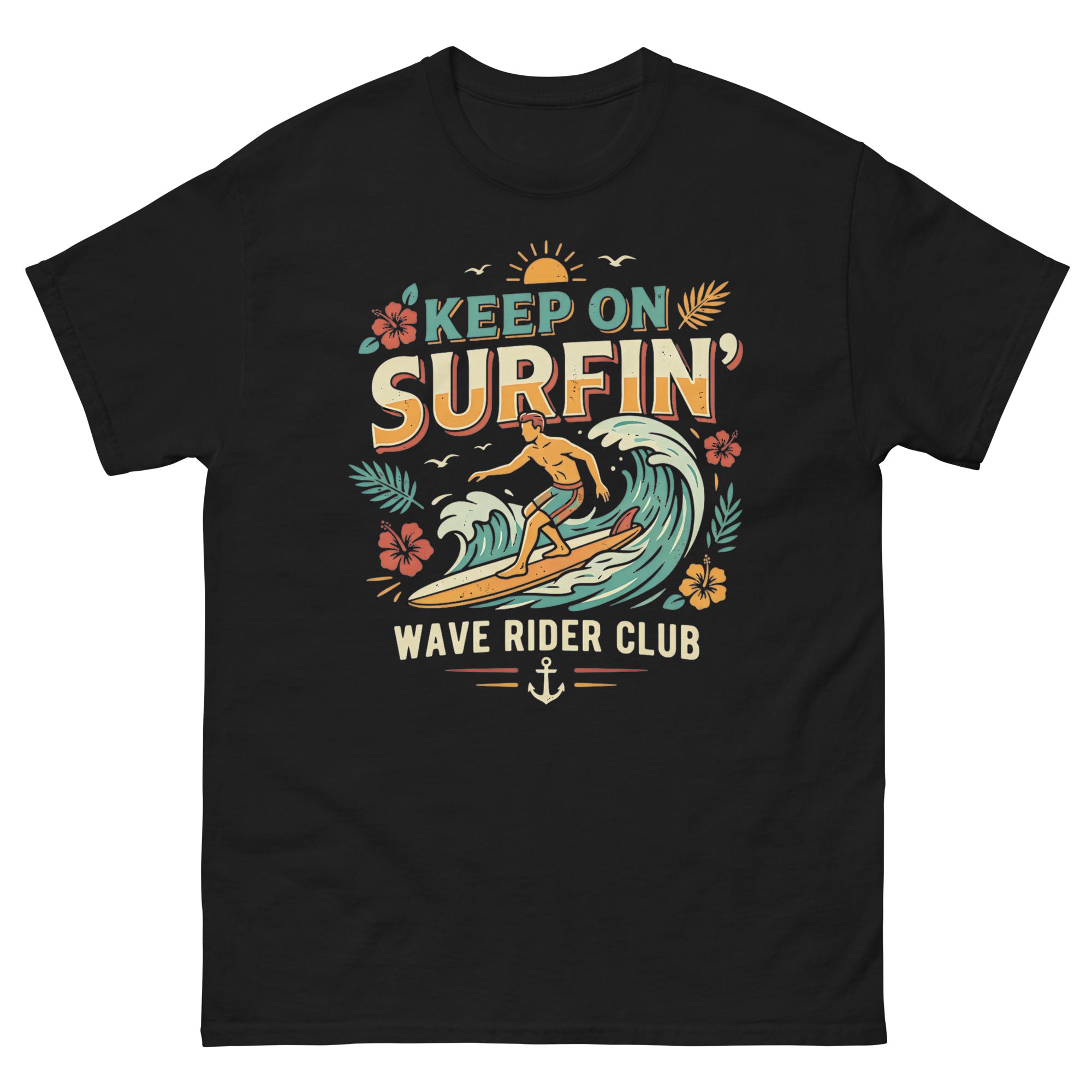 Stoke Is Real v3 Hawaiian t-shirt design on a Black unisex tee