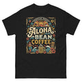 Tropical Roast Aloha Bean Coffee Hawaiian t-shirt design on a Black unisex tee
