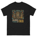 Tropical Tiki Nights v4 Hawaiian t-shirt design on a Black unisex tee