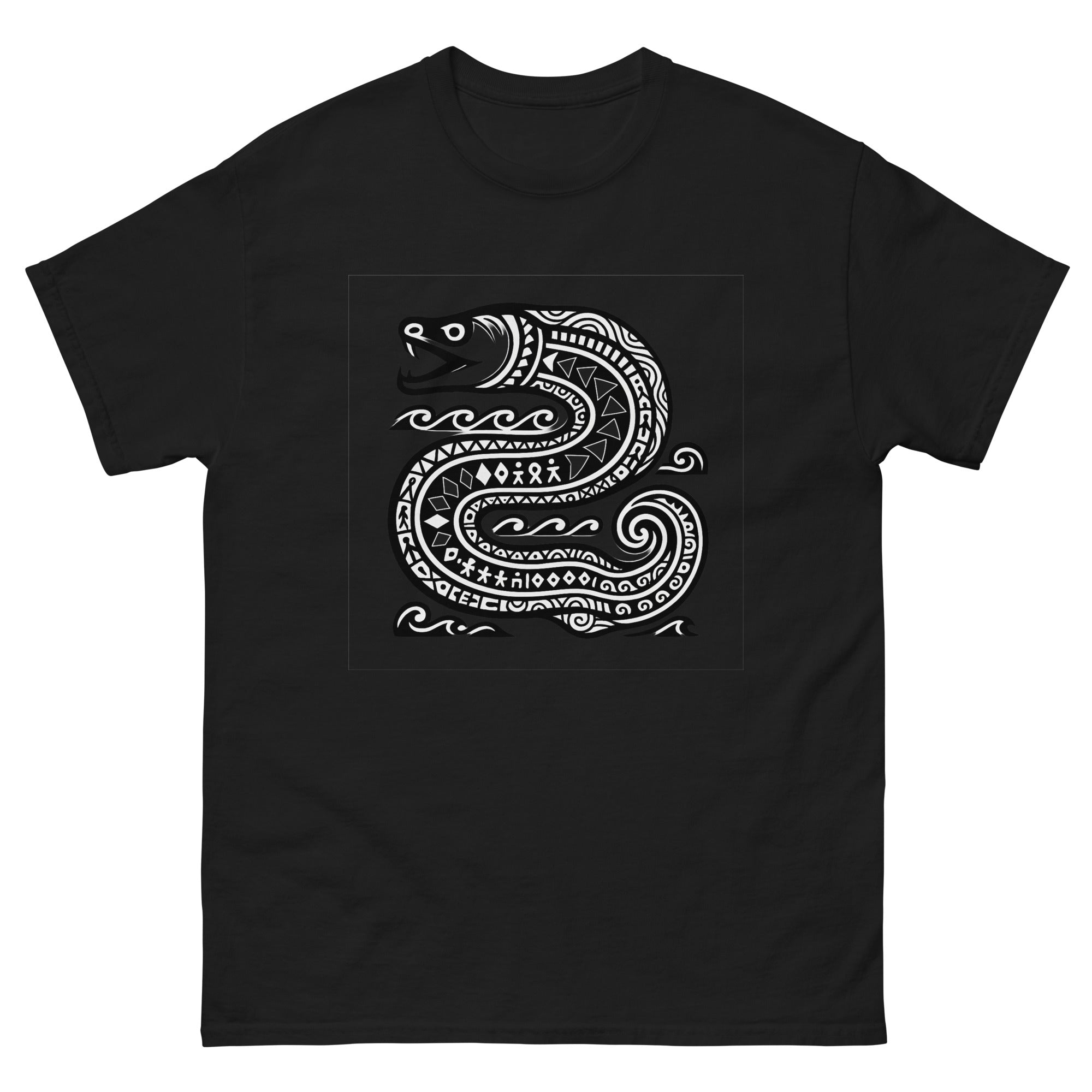 Puhi Eel Hawaiian T-Shirt Hawaiian t-shirt design on a Black unisex tee