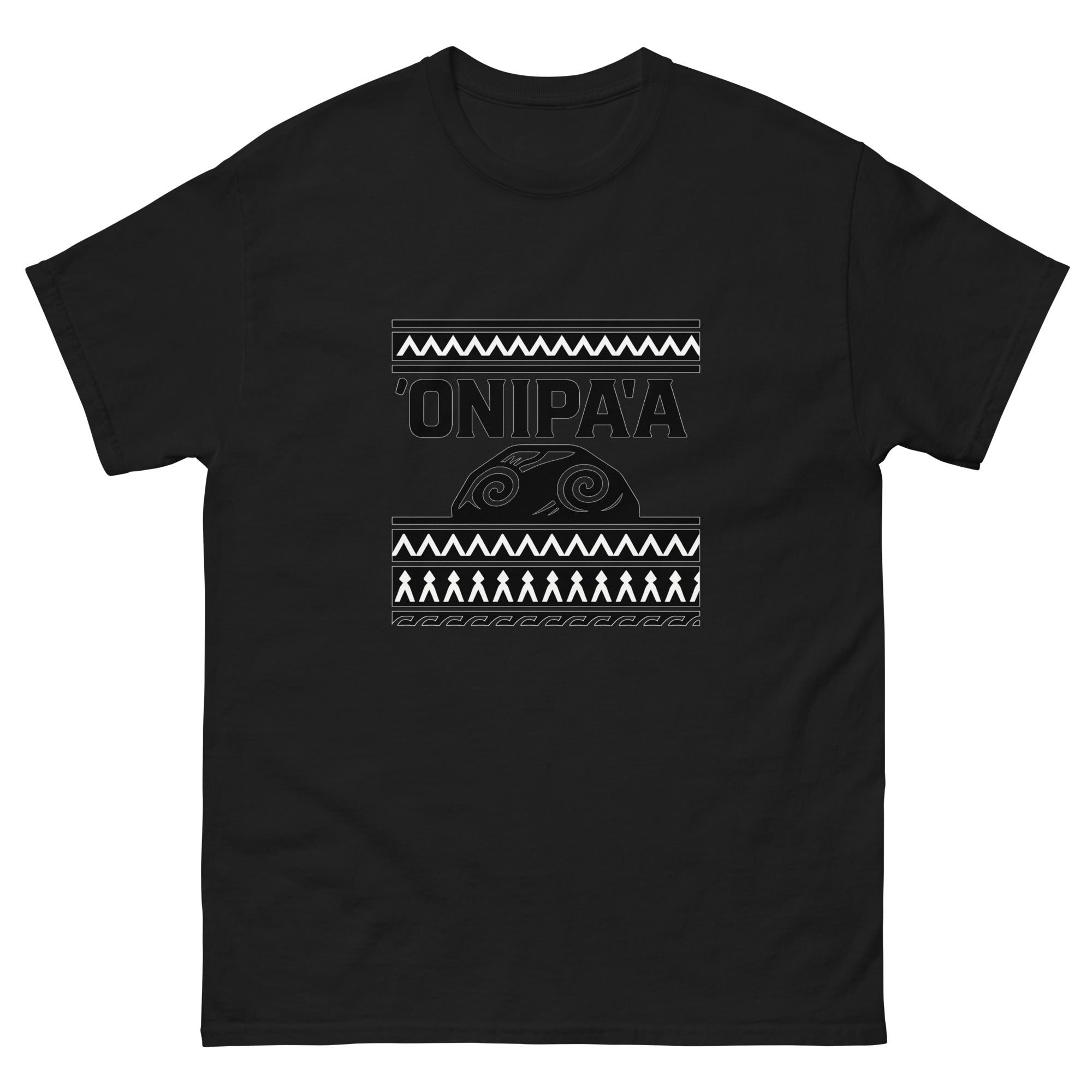 Onipaa Hawaiian t-shirt design on a Black unisex tee