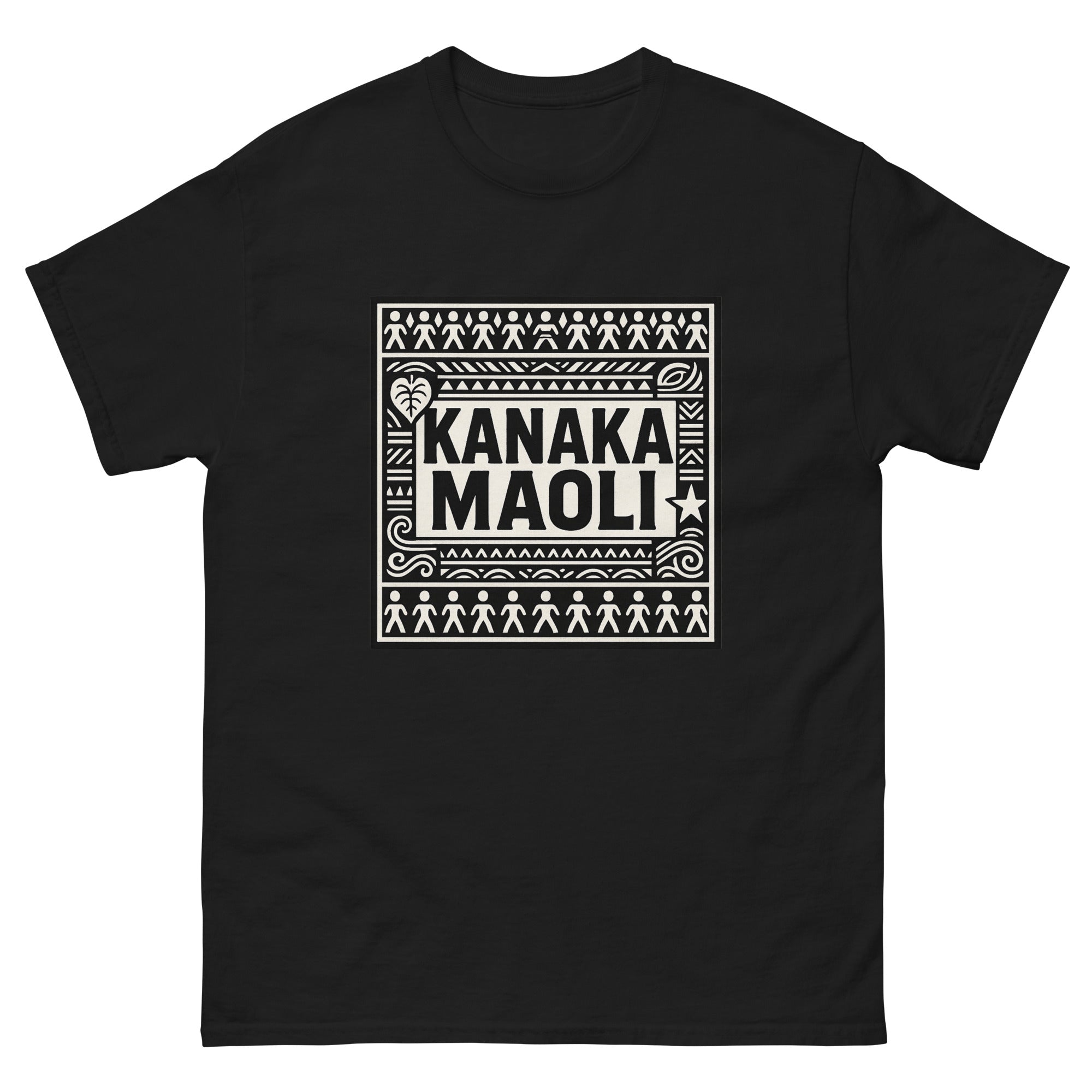 Kanaka Maoli Hawaiian t-shirt design on a Black unisex tee