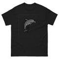 Naia Dolphin Hawaiian t-shirt design on a Black unisex tee