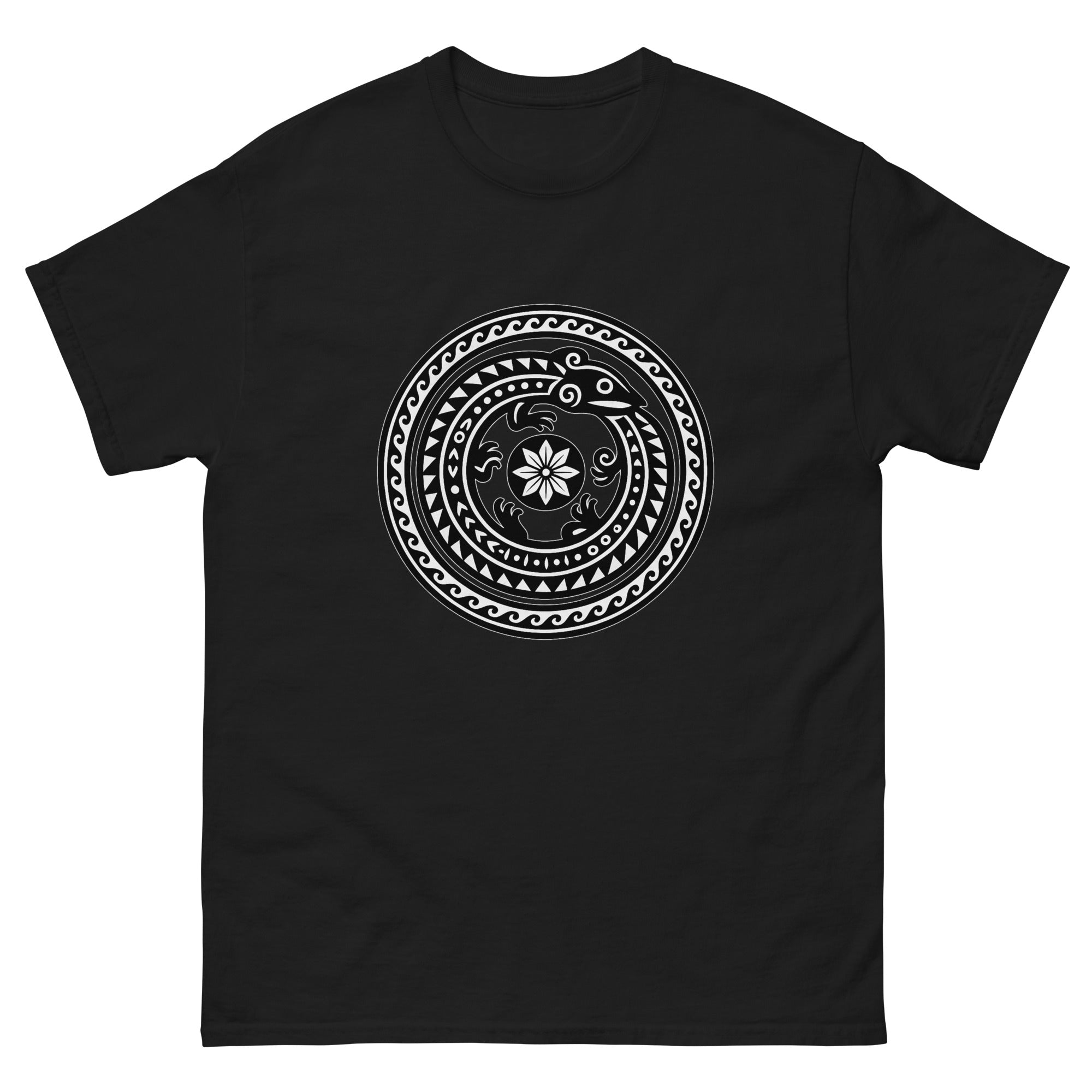 Moo Aumakua Medallion Hawaiian t-shirt design on a Black unisex tee