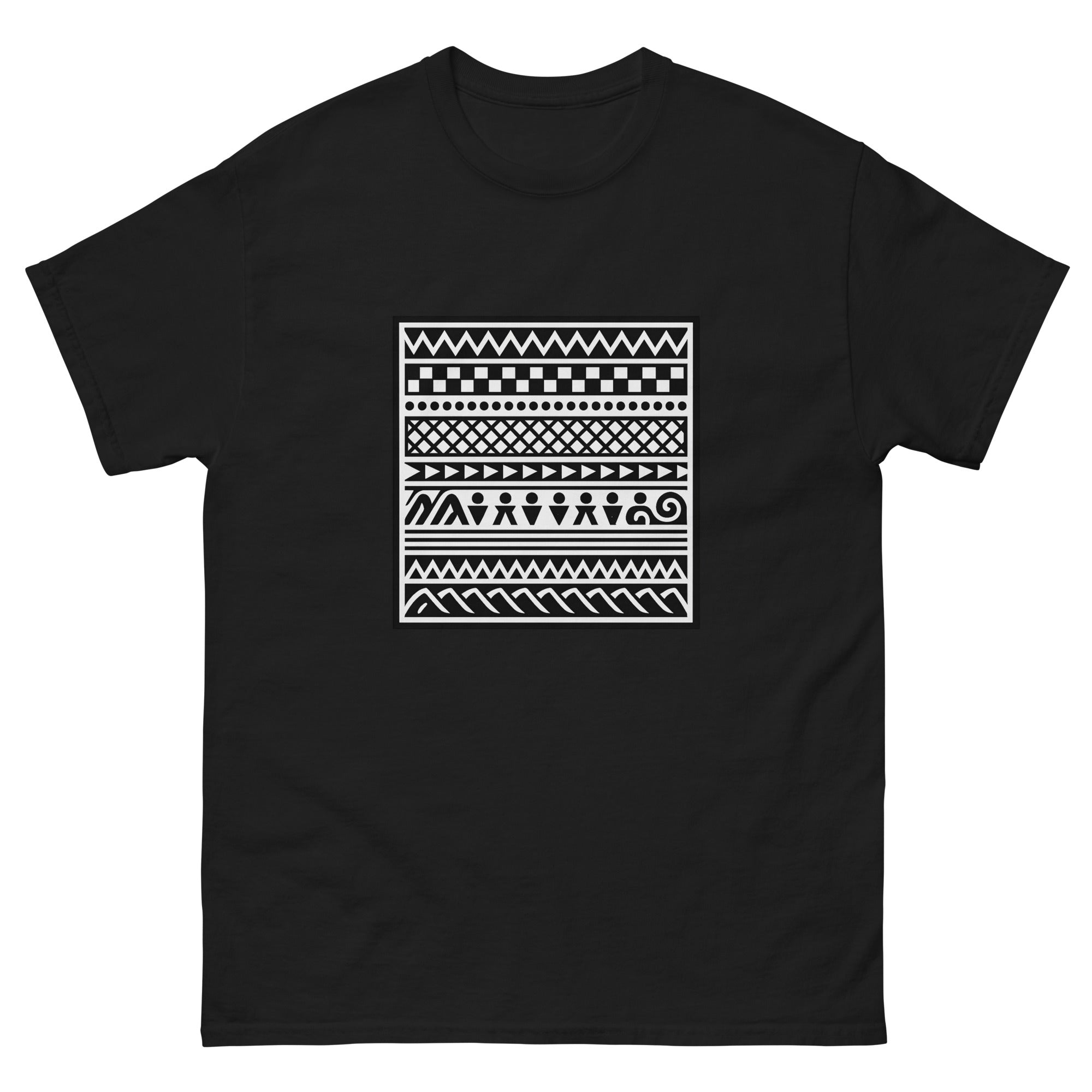 Kapa Pattern Panel Hawaiian t-shirt design on a Black unisex tee
