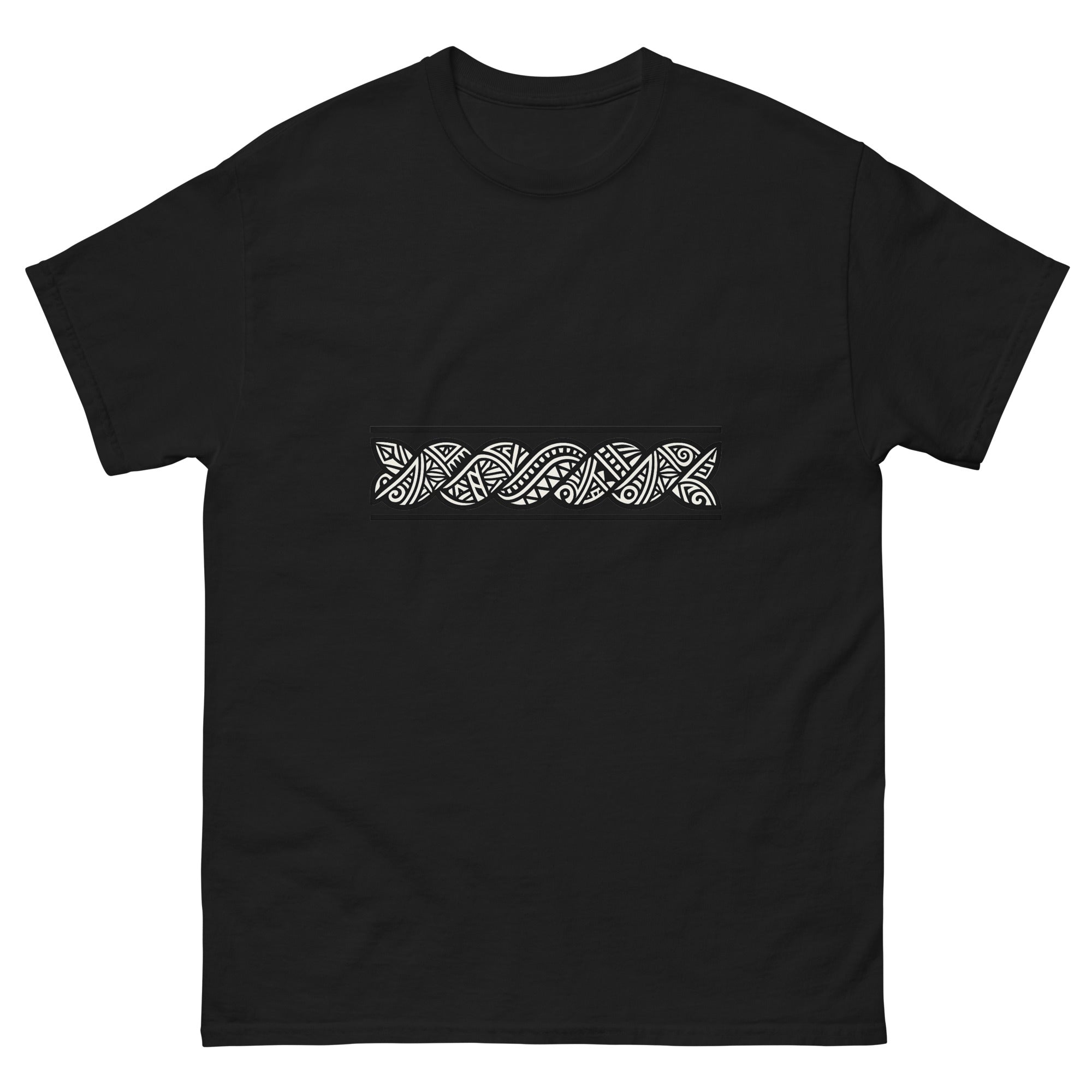 Maile Lei Band Hawaiian t-shirt design on a Black unisex tee