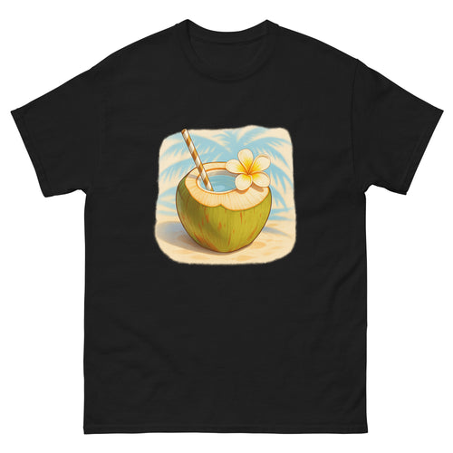 Coconut Drink Hawaiian t-shirt design on a unisex tee