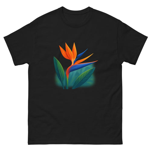Bird Of Paradise Hawaiian t-shirt design on a Black unisex tee
