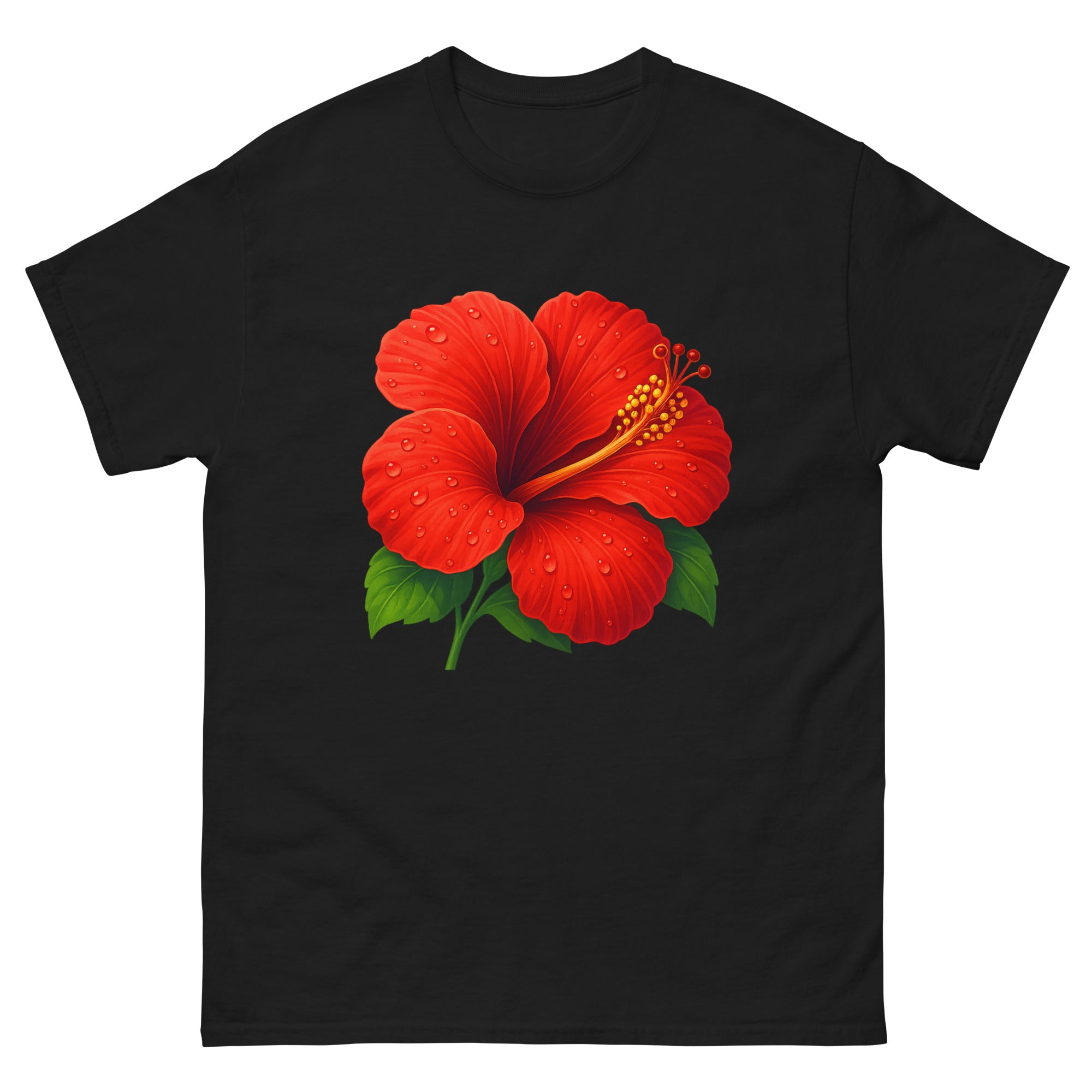 Hibiscus Macro Hawaiian t-shirt design on a Black unisex tee