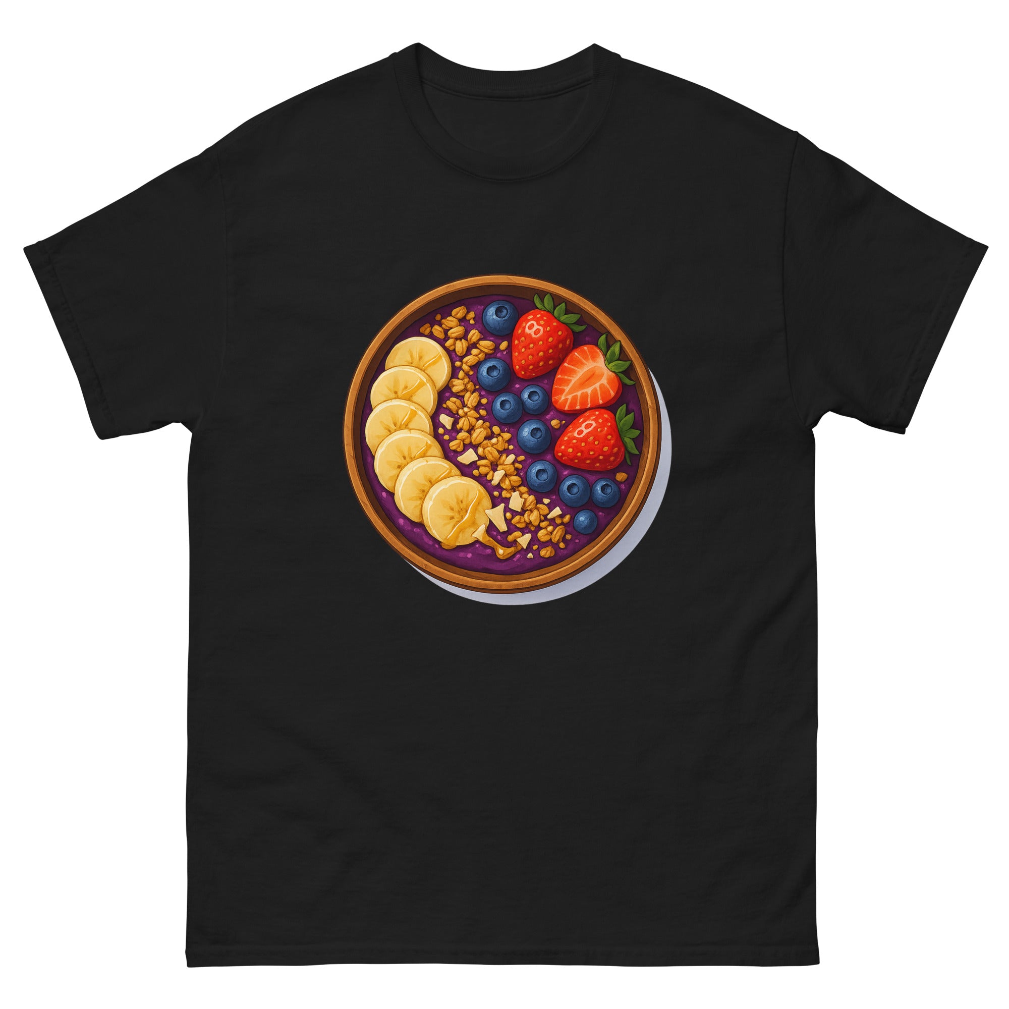 Acai Bowl Hawaiian t-shirt design on a Black unisex tee